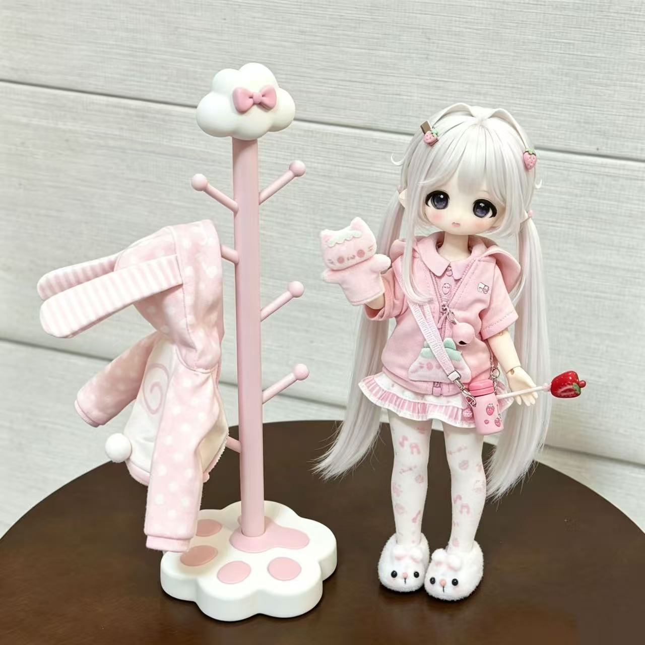 Lifestyle Of Korean - Kawaii InsCat Pfotenständer, koreanischer Kleiderständer, Puppen-Mini-Kleiderschrank,